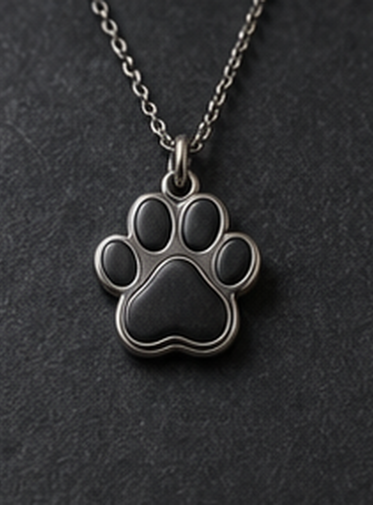 Paw-shaped pet memorial pendant reference direction